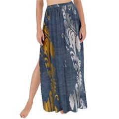 Gold And Silver Blue Jean Look By Flipstylez Designs Maxi Chiffon Tie-up Sarong by flipstylezfashionsLLC