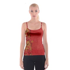 Red Flowers On Red Print Background By Flipstylez Designs Spaghetti Strap Top by flipstylezfashionsLLC