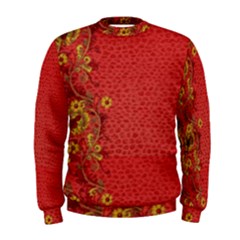 Red Flowers On Red Print Background By Flipstylez Designs Men s Sweatshirt