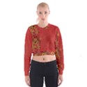 Red flowers on red print background by FlipStylez Designs Cropped Sweatshirt View1