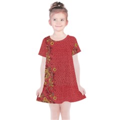 Red Flowers On Red Print Background By Flipstylez Designs Kids  Simple Cotton Dress