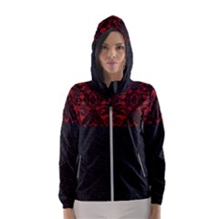 Red And Black Leather Red Lace By Flipstylez Designs Hooded Windbreaker (women)