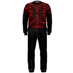 Red And Black Leather Red Lace By Flipstylez Designs Onepiece Jumpsuit (men)  by flipstylezfashionsLLC