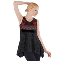 Red And Black Leather Red Lace By Flipstylez Designs Side Drop Tank Tunic by flipstylezfashionsLLC