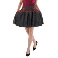 Red And Black Leather Red Lace By Flipstylez Designs A-line Pocket Skirt by flipstylezfashionsLLC