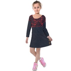 Red And Black Leather Red Lace By Flipstylez Designs Kids  Long Sleeve Velvet Dress