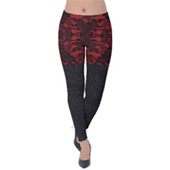 Red And Black Leather Red Lace By Flipstylez Designs Velvet Leggings