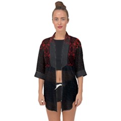 Red And Black Leather Red Lace By Flipstylez Designs Open Front Chiffon Kimono by flipstylezfashionsLLC