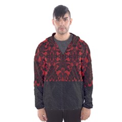 Red And Black Leather Red Lace By Flipstylez Designs Hooded Windbreaker (men)