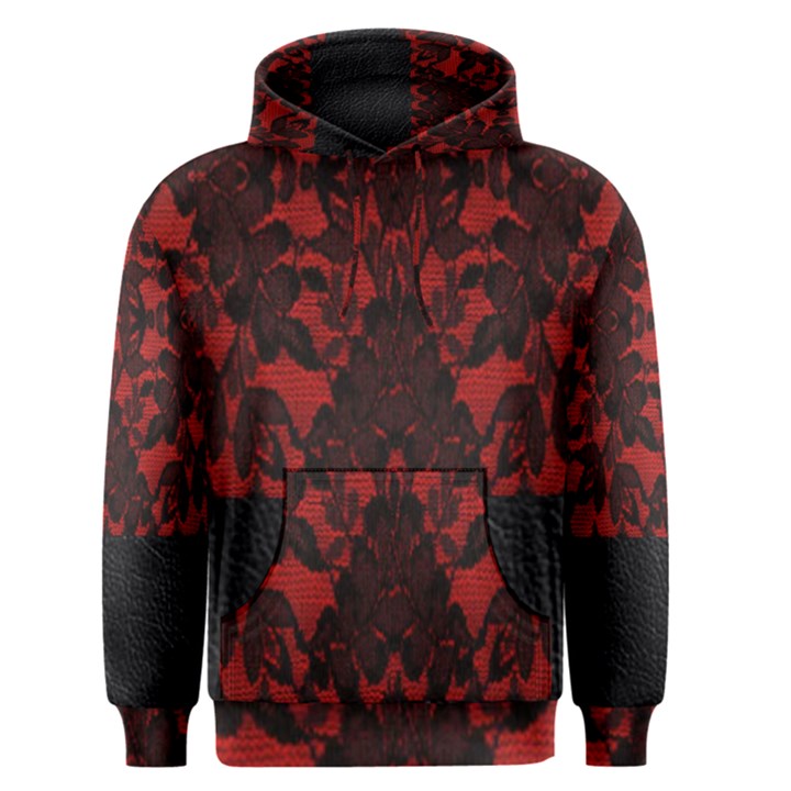 Red and black leather red lace by FlipStylez Designs Men s Pullover Hoodie