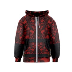 Red And Black Leather Red Lace By Flipstylez Designs Kids  Zipper Hoodie