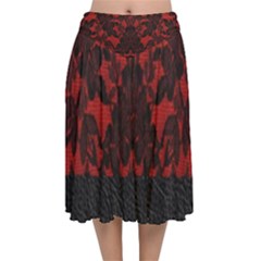 Red And Black Leather Red Lace By Flipstylez Designs Velvet Flared Midi Skirt