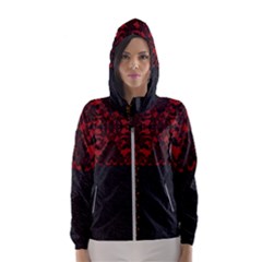 Red And Black Leather Red Lace By Flipstylez Designs Hooded Windbreaker (women)