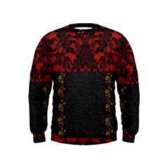 Red And Black Leather Red Lace By Flipstylez Designs Kids  Sweatshirt by flipstylezfashionsLLC