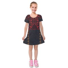 Red And Black Leather Red Lace By Flipstylez Designs Kids  Short Sleeve Velvet Dress