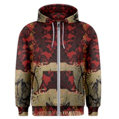 Red And Black Leather Red And Gold Lace Design By Flipstylez Designs Men s Zipper Hoodie