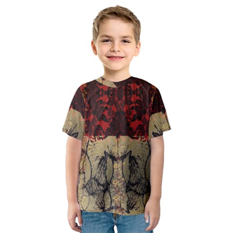 Red And Black Leather Red And Gold Lace Design By Flipstylez Designs Kids  Sport Mesh Tee by flipstylezfashionsLLC