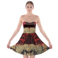 Red And Black Leather Red And Gold Lace Design By Flipstylez Designs Strapless Bra Top Dress by flipstylezfashionsLLC