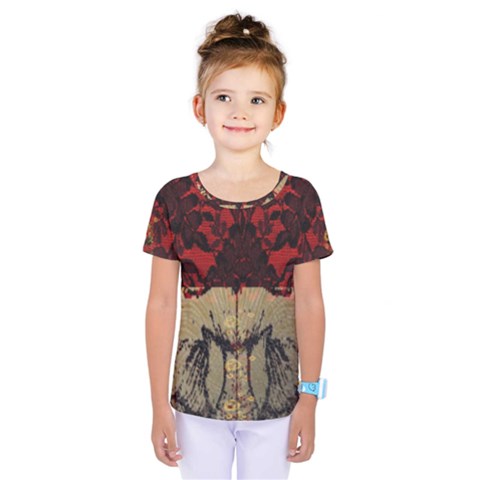 Red And Black Leather Red And Gold Lace Design By Flipstylez Designs Kids  One Piece Tee by flipstylezfashionsLLC