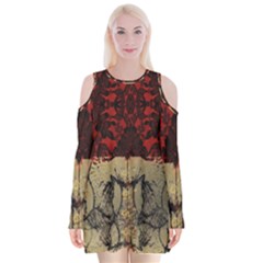 Red And Black Leather Red And Gold Lace Design By Flipstylez Designs Velvet Long Sleeve Shoulder Cutout Dress