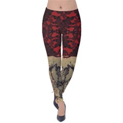 Red And Black Leather Red And Gold Lace Design By Flipstylez Designs Velvet Leggings