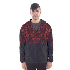 Red And Black Leather Red Lace Design By Flipstylez Designs Hooded Windbreaker (men)