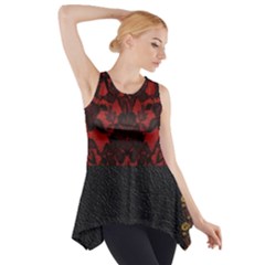 Red And Black Leather Red Lace Design By Flipstylez Designs Side Drop Tank Tunic by flipstylezfashionsLLC