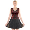 Red and black leather red lace design by FlipStylez Designs V-Neck Sleeveless Dress View1