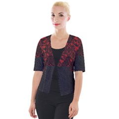 Red And Black Leather Red Lace Design By Flipstylez Designs Cropped Button Cardigan