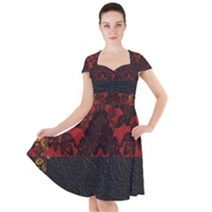 Red And Black Leather Red Lace Design By Flipstylez Designs Cap Sleeve Midi Dress