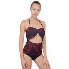 Red And Black Leather Red Lace Design By Flipstylez Designs Scallop Top Cut Out Swimsuit