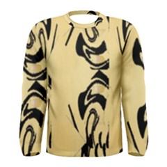 Peach And Black Swirl Design By Flipstylez Designs Men s Long Sleeve Tee