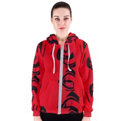 Red And Black Design By Flipstylez Designs Women s Zipper Hoodie