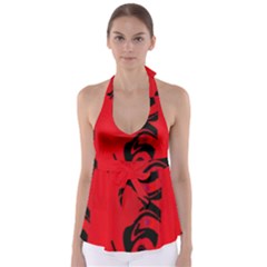 Red And Black Design By Flipstylez Designs Babydoll Tankini Top by flipstylezfashionsLLC