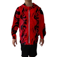 Red And Black Design By Flipstylez Designs Hooded Windbreaker (kids)