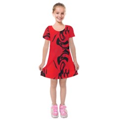 Red And Black Design By Flipstylez Designs Kids  Short Sleeve Velvet Dress