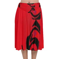 Red And Black Design By Flipstylez Designs Velvet Flared Midi Skirt