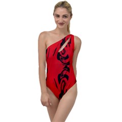 Red And Black Design By Flipstylez Designs To One Side Swimsuit by flipstylezfashionsLLC