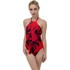 Red And Black Design By Flipstylez Designs Go With The Flow One Piece Swimsuit by flipstylezfashionsLLC