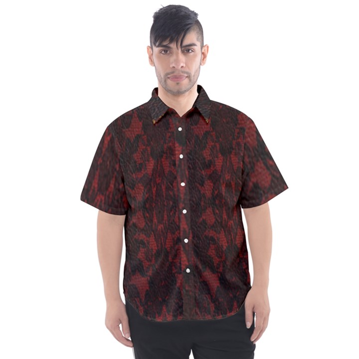 Black lace burgundy design by FlipStylez Designs Men s Short Sleeve Shirt