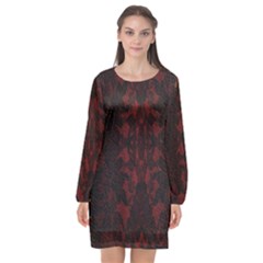 Black Lace Burgundy Design By Flipstylez Designs Long Sleeve Chiffon Shift Dress  by flipstylezfashionsLLC