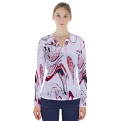 Pink And Black Swirl By Flipstylez Designs V-neck Long Sleeve Top by flipstylezfashionsLLC