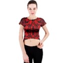 Bright Red fashion lace design by FlipStylez Designs Crew Neck Crop Top View1