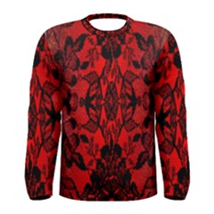 Bright Red Fashion Lace Design By Flipstylez Designs Men s Long Sleeve Tee