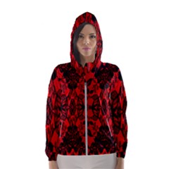 Bright Red Fashion Lace Design By Flipstylez Designs Hooded Windbreaker (women)