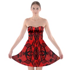 Bright Red Fashion Lace Design By Flipstylez Designs Strapless Bra Top Dress by flipstylezfashionsLLC