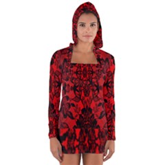 Bright Red Fashion Lace Design By Flipstylez Designs Long Sleeve Hooded T-shirt by flipstylezfashionsLLC