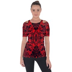 Bright Red Fashion Lace Design By Flipstylez Designs Shoulder Cut Out Short Sleeve Top by flipstylezfashionsLLC