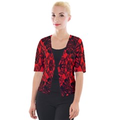 Bright Red Fashion Lace Design By Flipstylez Designs Cropped Button Cardigan