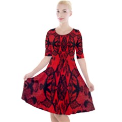 Bright Red Fashion Lace Design By Flipstylez Designs Quarter Sleeve A-line Dress by flipstylezfashionsLLC